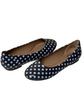 Journee Collection Kavn Gray White Polka Dot Ballet Flats 5.5W